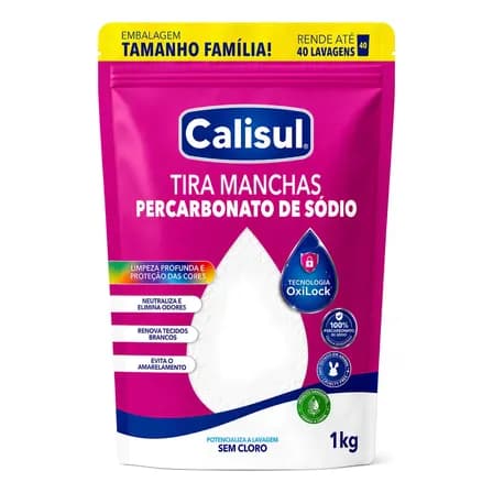 Percarbonato de Sódio 100% Puro 1 kg Calisul (tira-manchas e alvejante)